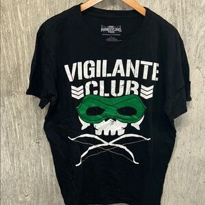 Pro Wrestling Tees Black Vigilante Club Men’s T-Shirt Large